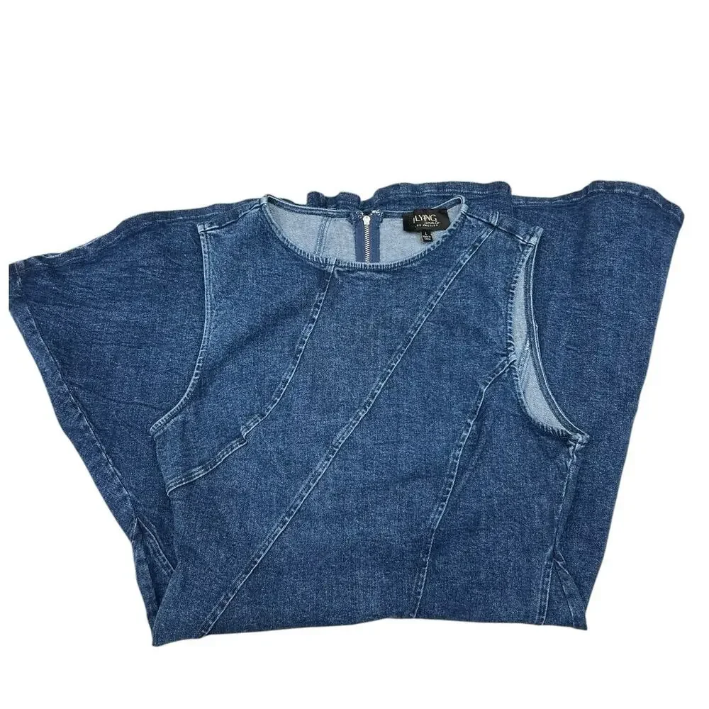 Flying Tomato Denim Mini Dress Large Sleeveless Fit & Flare NWOT - Picture 8 of 9